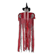 PARKHangende spookdecoratie 67" hoog hangende rode skeletheks met geluid en licht