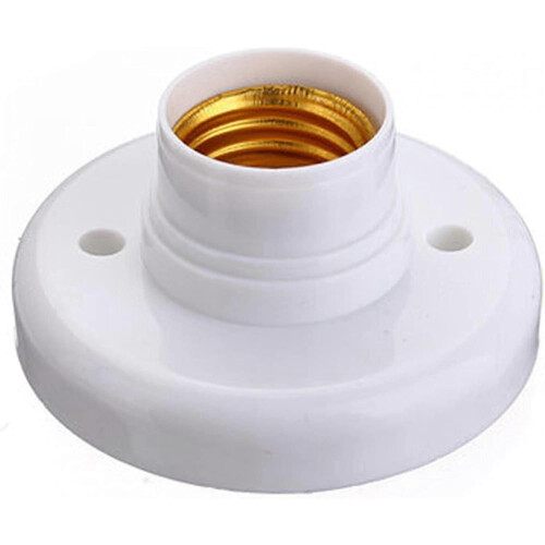 PARK2 Pack E27 Bulb Socket, E27 Lamp Holder Round Plastic Screw Base Socket, Lamp Holder Holder E27 Wall