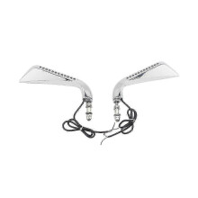 PARKsuitable for Motorcycle Sickle Rearview Side Mirror with LED Turn Signal Light compatible with Softail