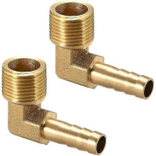 PARKHose Barb Fitting Brass Barb 90 Elbow 8mm Barbed x3/8" G Male Hose 2Pcs-CHENG FU