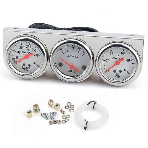 PARKGeschikt voor universele auto 2' 52mm Chrome Volt Watertemperatuurmeter Oliedrukmeter Drievoudige