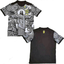 PARKSuitable for Summer Football Training Top Brazil Special Edition Jesus Black Grey Quick-dry Jersey for