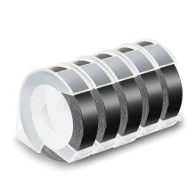 PARK5 Pack Label Tape for Embossing Tape 12mm 3D Emboss Labels, White on Black for DM1595 Organizer Xpress