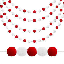 PARKRee - Adorno colgante con forma de bola de flores con pompones rojos y blancos para San Valentín