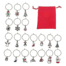 PARK20pcs Weihnachts-Weihnachts-Weinglas-Marker, Feiertags-Getränkemarker-Anhänger für Weingläser
