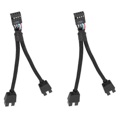 PARK adecuado para 2 piezas de placa base de computadora USB 2.0 de 9 pines a cable de extensión dual