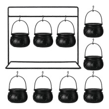 PARKBlack Witches Cauldron Candy Serving Bowls on Rack Plastic Candy Container Bucket Sets for Home Kitchen