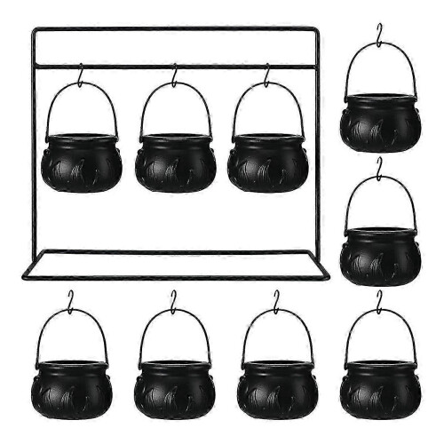 PARKBlack Witches Cauldron Candy Serving Bowls su Rack Plastic Candy Container Bucket Sets per la cucina