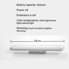 PARKLED kaptafellamp 24-34cm traploos dimbaar, USB oplaadbaar, magnetisch wandlampje