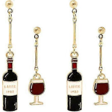 PARKfor 2 paar wijnglas wijnfles oorbellen met hanger van legering, rode wijnglas oorbellen, nieuwigheid,