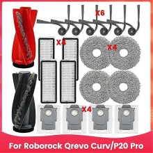 PARKsuitable for For Roborock Qrevo Curv/P20 Pro Robot Vacuum Cleaner Dual Main Side Brushes Hepa Filters