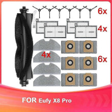 PARKAccessoires compatibele Eufy X8 Pro robotstofzuigers vervangingsset, rolborstel, filters, dweilpads,