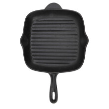 PARKCast Iron Grill Pan Large Capacity Double Outlet Quadrate Steak Bacon Pan for Home Camping Panic Restaurant