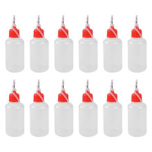 PARK12 Stück Nadelspitzen-Kleberflaschen, 30 ml, Tropfflaschen aus Kunststoff für kleine Klebeprojekte,