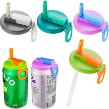 PARK4Pcs 4 colori coperchi per lattine di soda con cannucce, tappi per lattine di soda riutilizzabili