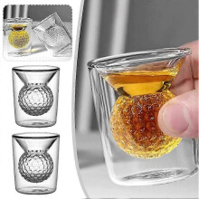 PARK2pcs / 4 stuks golfbal glazen bekers grappig creatief dubbel gelaagd glas