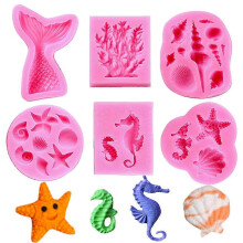 PARKMarine Thema Fondant Silikonform Muschel Conch Meerjungfrau Schwanz DIY handgemachte Backwerkzeuge-OEIN