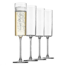 PARKGlass Champagne 6-ounce Champagneglazen 1 stuk, Premium vierkante rand geblazen glas wijnglas De