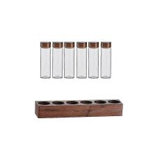 PARKCoffee Bohnen Vorratsbehälter Kaffee Tee Reagenzglas Glasflasche mit Walnuss Display Rack Espresso
