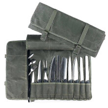 PARKWax Canvas-Rolltasche für Kochmesser, 10 Fächer, Aufbewahrungstasche für Kochmesser mit Reißverschlusstasche,