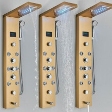Panel de ducha con luz LED, cascada, pantalla digital, juego de grifos de ducha, SPA, Chorro de Masaje