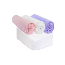 Practical baby bed linen kit: 3 multi-colored 70x140 fitted sheets + 2 mattress protectors, 70x140 baby bed mattress protectors 100% cotton