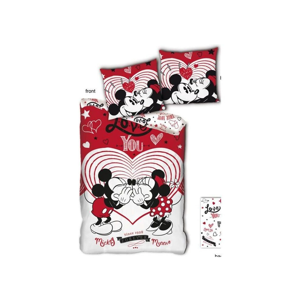 New Disney Children's Duvet Set - Minnie And Mickey Love You - 140X200 Cm Red