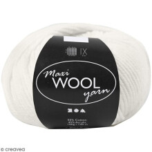 Ovillo de lana - Creotime - Hilos Maxi Wool - 100 g - Blanco Roto - 55% lana, 45% poliacrílico