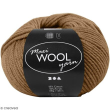 Pelote di lana - Creotime - Filato Maxi Wool - 100 g - Marrone Chiaro - 55% lana, 45% poliacrilico