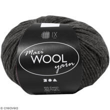 Palla di lana - Creotime - Filato Maxi Wool - 100 g - Grigio Scuro Mélange - 55% lana, 45% poliammide