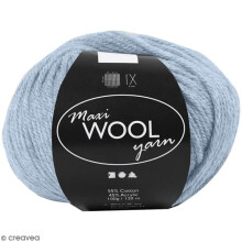 Pallone di lana - Creotime - Maxi Wool Yarn - 100 g - Blu Polveroso - 55% lana, 45% poliacrilico