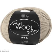 Gomitolo di lana - Maxi Wool Yarn - 100 g - Beige Mélangé - 55% lana, 45% poliacrilico