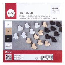 100 Origami-Blätter zum Falten 15 x 15 cm - weiß-beige-schwarz