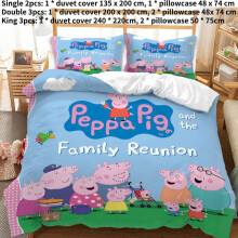 (Double)Peppa Pig Kids Single Double Bed Linen 3d Duvet Cover Set Home Bedding Furnishings
