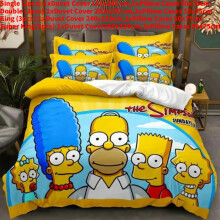 (Yellow,Double(200x200cm))Set federa copripiumino stampa digitale modello Simpson biancheria da letto camera da letto