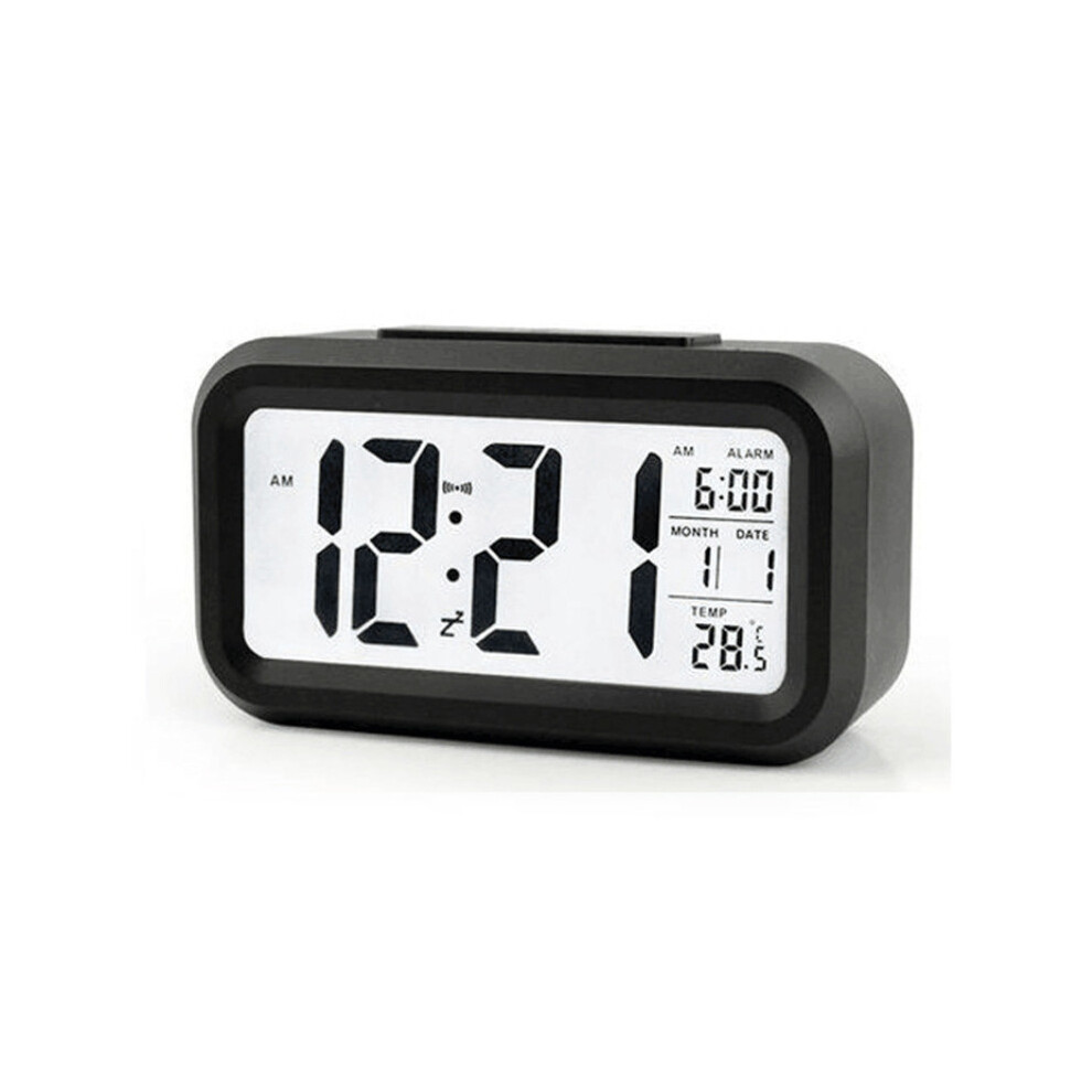 (Black) Alarm Rechargeable Digital Clock With Smart Light Sensor Decoration Room Gift-image-OPC-PJZP9P5-NEW