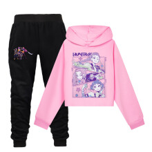 (Pink,150cm)Kpop Demon Hunters Print Kinder Langarm Hoodie Hose Set Kleidung Mode