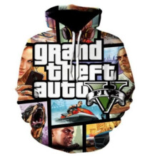 (GTA5,XL)Sweat à capuche Gta5 Grand Theft Auto Game décontracté col rond impression 3D printemps et automne