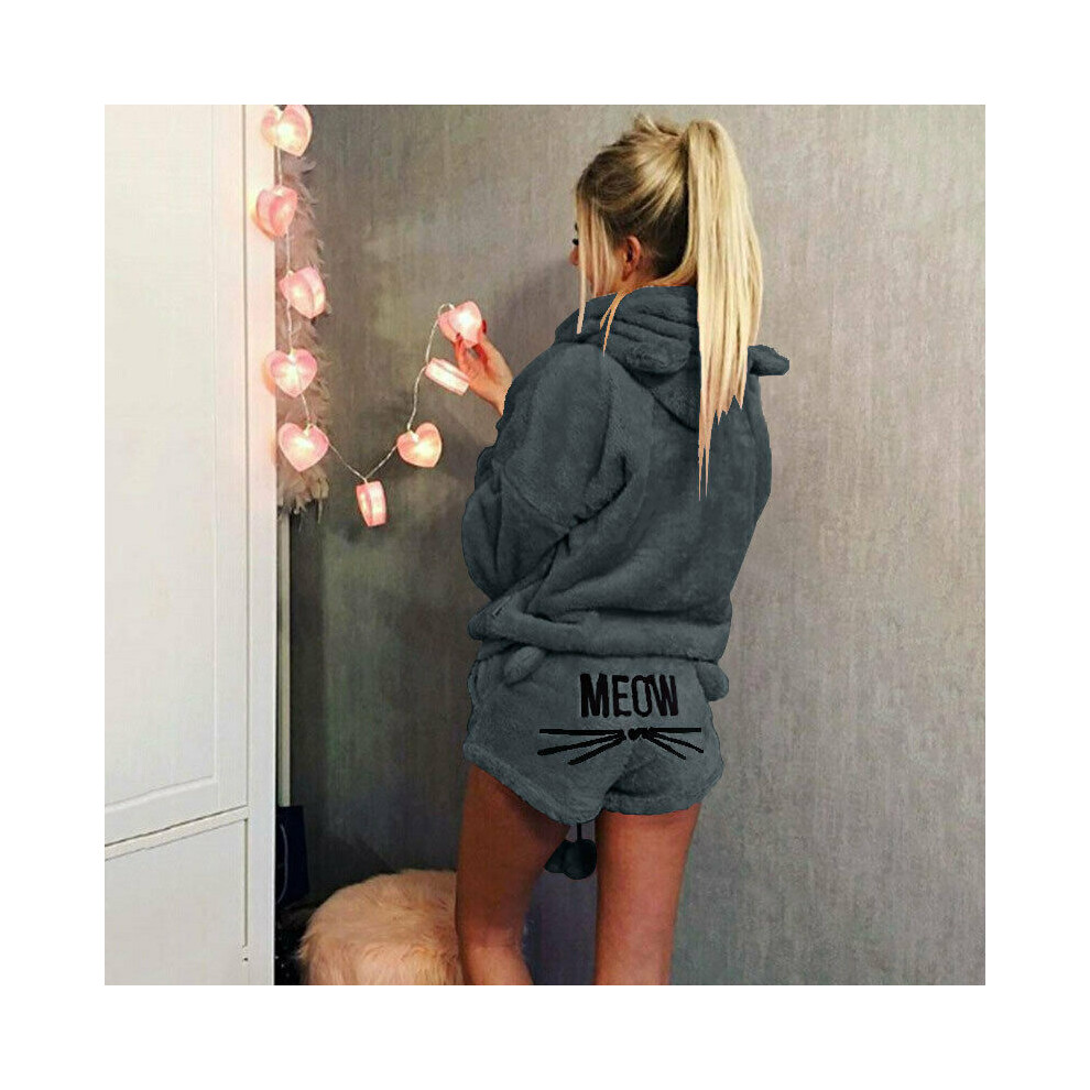 (Dark Gray,4Xl)Pigiama Donna Gatto Pile Soffice Caldo Pigiama Pigiama Pigiama Da Notte Set Pigiama Outfit