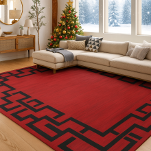 (Red Lexi, 200 x 290 cm (6.6 ft x 9.5 ft)) Printed Rug Modern Area Carpet - Non Slip Living Room & Bedroom Floor Mat