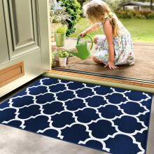 (Ava Navy, 60 x 110 cm (2 ft x 3.6 ft)) Printed Rug Modern Area Carpet - Non Slip Living Room & Bedroom Floor Mat