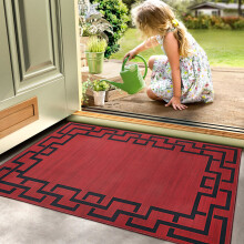 (Red Lexi, 60 x 110 cm (2 ft x 3.6 ft)) Printed Rug Modern Area Carpet - Non Slip Living Room & Bedroom Floor Mat
