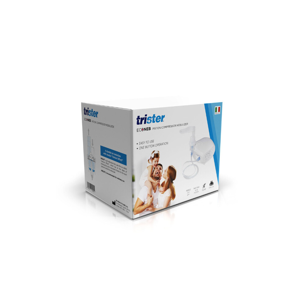 Trister Econeb Piston Compressor Nebulizer AP12003A | Compact, Reliable Nebulizer Machine for Adults & Kids | Effective Asthma & Respiratory Relief