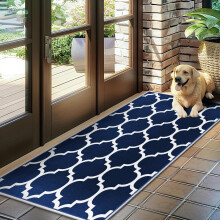 (Ava Navy, 80 x 300 cm (2.6 ft x 9.8 ft)) Printed Rug Modern Area Carpet - Non Slip Living Room & Bedroom Floor Mat