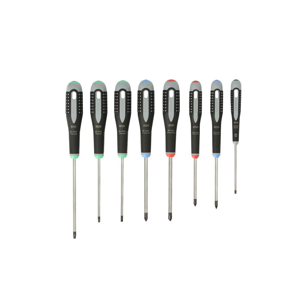 Bahco BE-9872 ERGO Screwdriver Set - 8 Premium Tools for Precision and Comfort-image-OPC-PJZRFZR-NEW