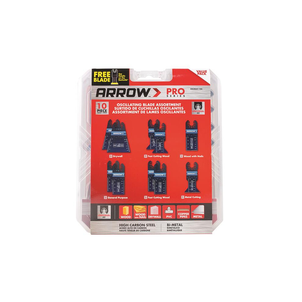 10 Piece Arrow Oscillating Multi-Tool Blade Set for Versatile Cutting