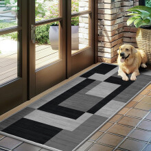 (Milo Black Grey, 80 x 300 cm (2.6 ft x 9.8 ft)) Printed Rug Modern Area Carpet - Non Slip Living Room & Bedroom Floor Mat