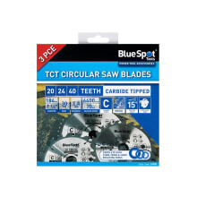 BlueSpot 184mm Circular Mitre Saw Blade 30mm Bore 25 20 16mm Rings 24 40 48T 3pc