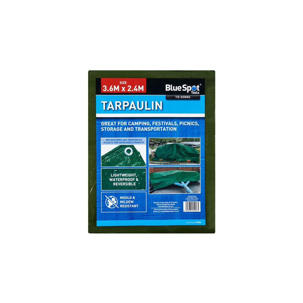 BlueSpot Tools Green Tarpaulin 3.6 x 2.4m-image-OPC-PJZRGZ2-NEW