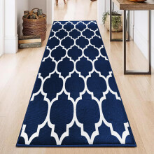 (Ava Navy, 80 x 150 cm (2.6 ft x 5 ft)) Printed Rug Modern Area Carpet - Non Slip Living Room &amp; Bedroom Floor Mat